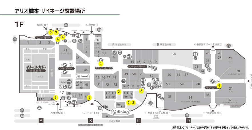 アリオ橋本 サイネージ設置場所 1F
