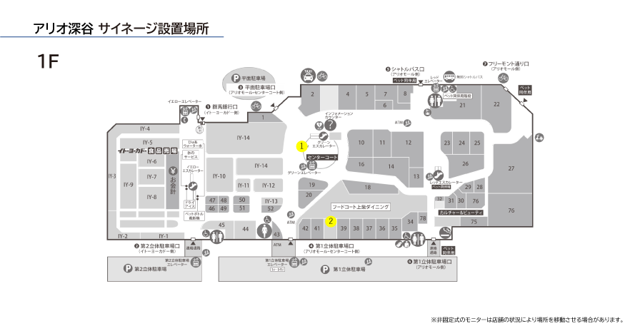 アリオ深谷 サイネージ設置場所 1F