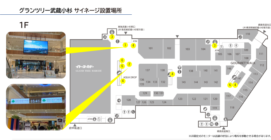 グランツリー武蔵小杉 サイネージ設置場所 1F