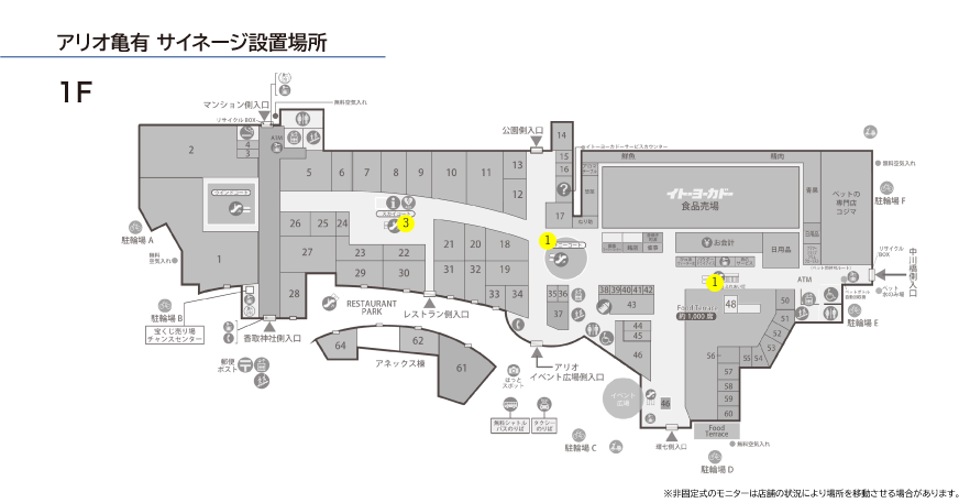 アリオ亀有 サイネージ設置場所 1F