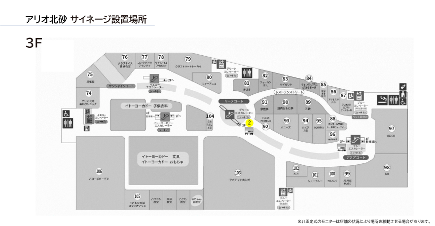 アリオ北砂 サイネージ設置場所 3F
