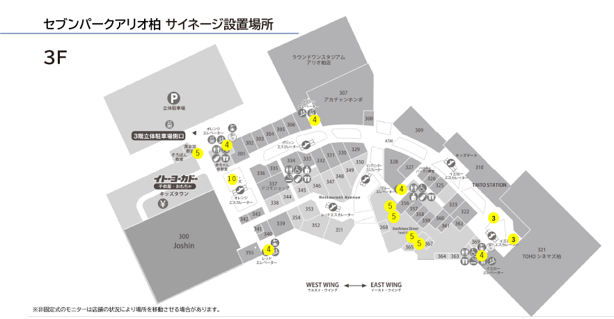 セブンパークアリオ柏 サイネージ設置場所 3F