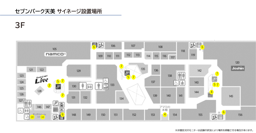 セブンパーク天美 サイネージ設置場所 3F