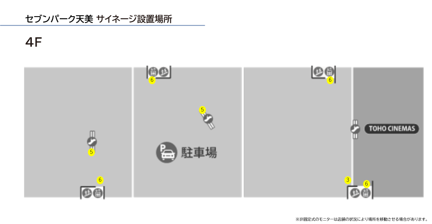 セブンパーク天美 サイネージ設置場所 4F