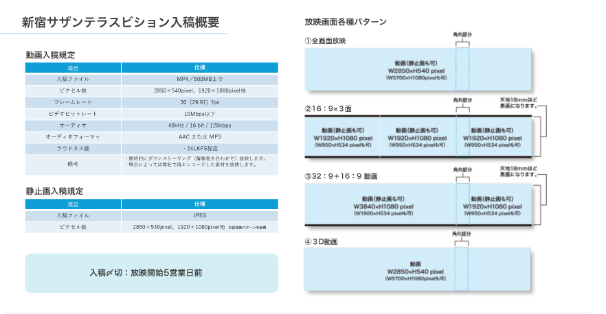 新宿サザンテラスビジョン入稿概要