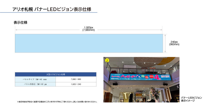 アリオ札幌 バナーLEDビジョン表示仕様