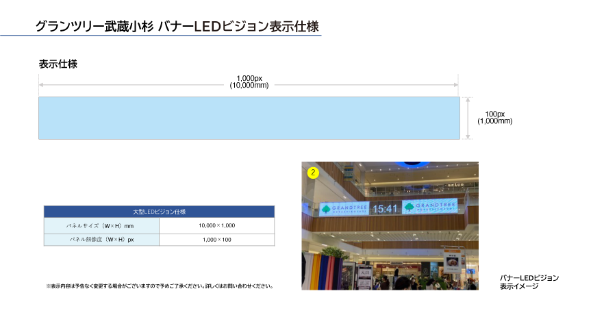 グランツリー武蔵小杉 バナーLEDビジョン表示仕様